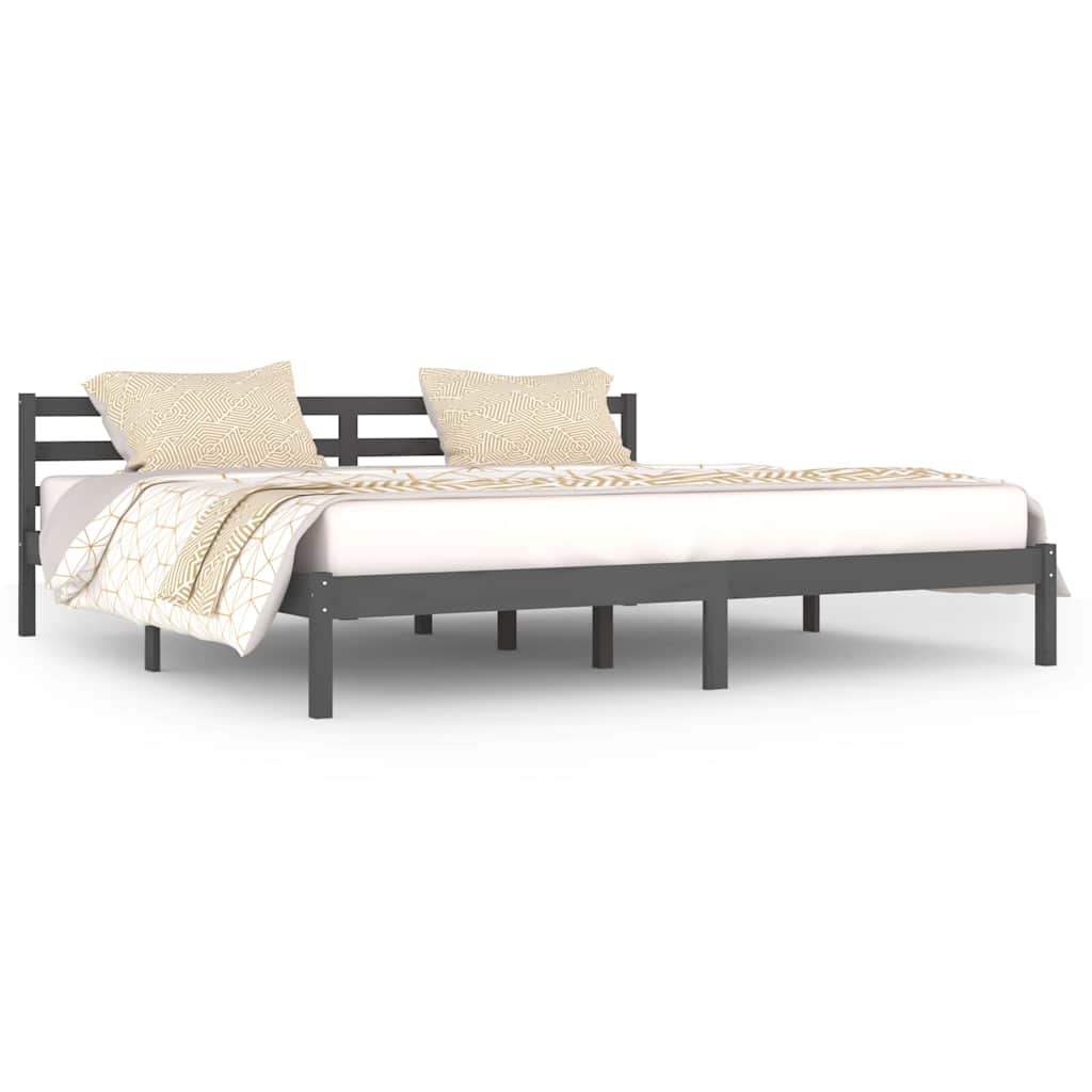 vidaXL Bed Frame without Mattress Solid Wood Pine 200x200cm Grey - 205.5 x 205.5 x 69.5 cm