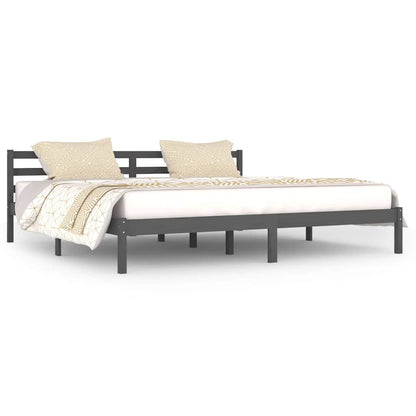 vidaXL Bed Frame without Mattress Solid Wood Pine 200x200cm Grey - 205.5 x 205.5 x 69.5 cm