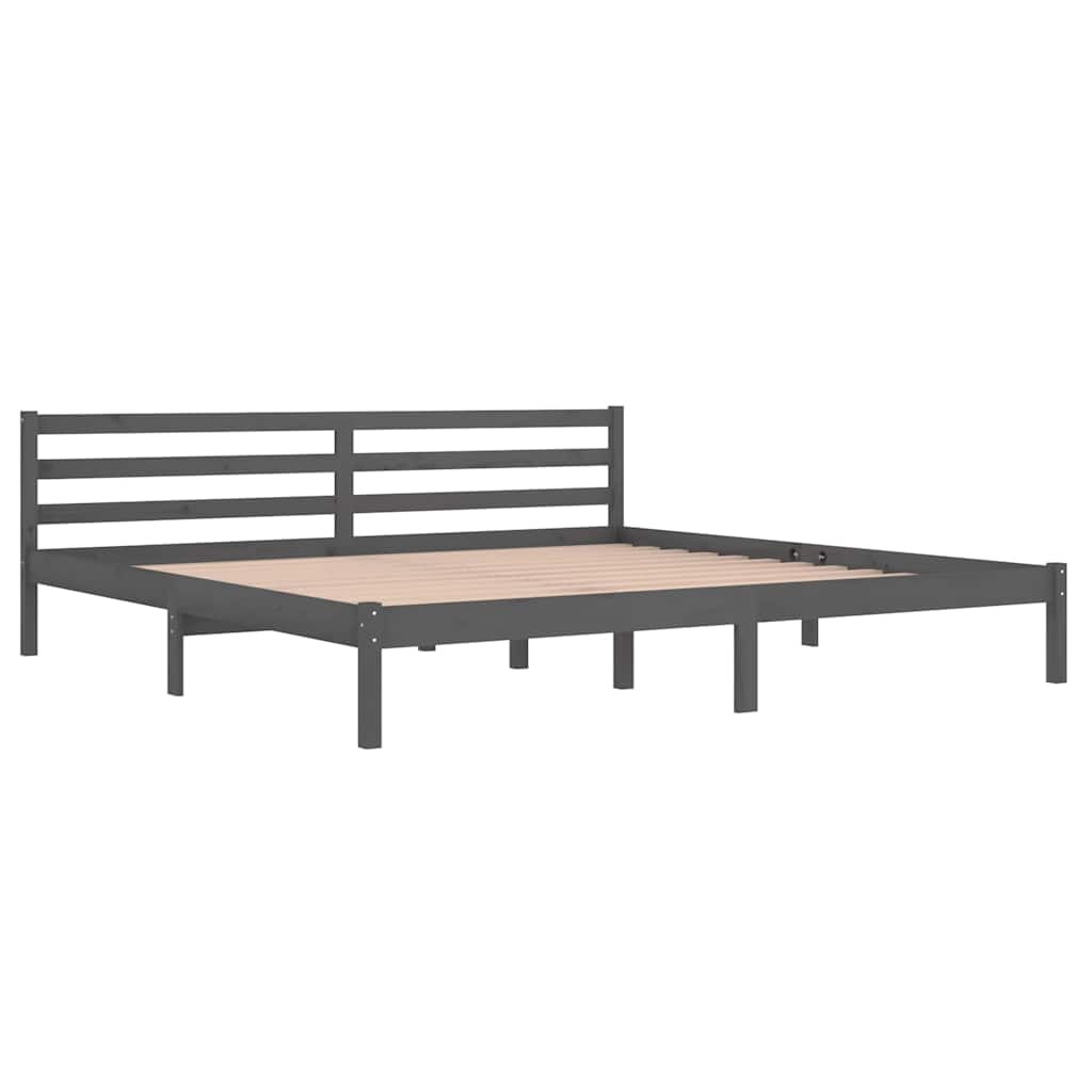 vidaXL Bed Frame without Mattress Solid Wood Pine 200x200cm Grey - 205.5 x 205.5 x 69.5 cm