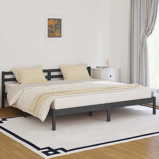 vidaXL Bed Frame without Mattress Solid Wood Pine 200x200cm Grey - 205.5 x 205.5 x 69.5 cm