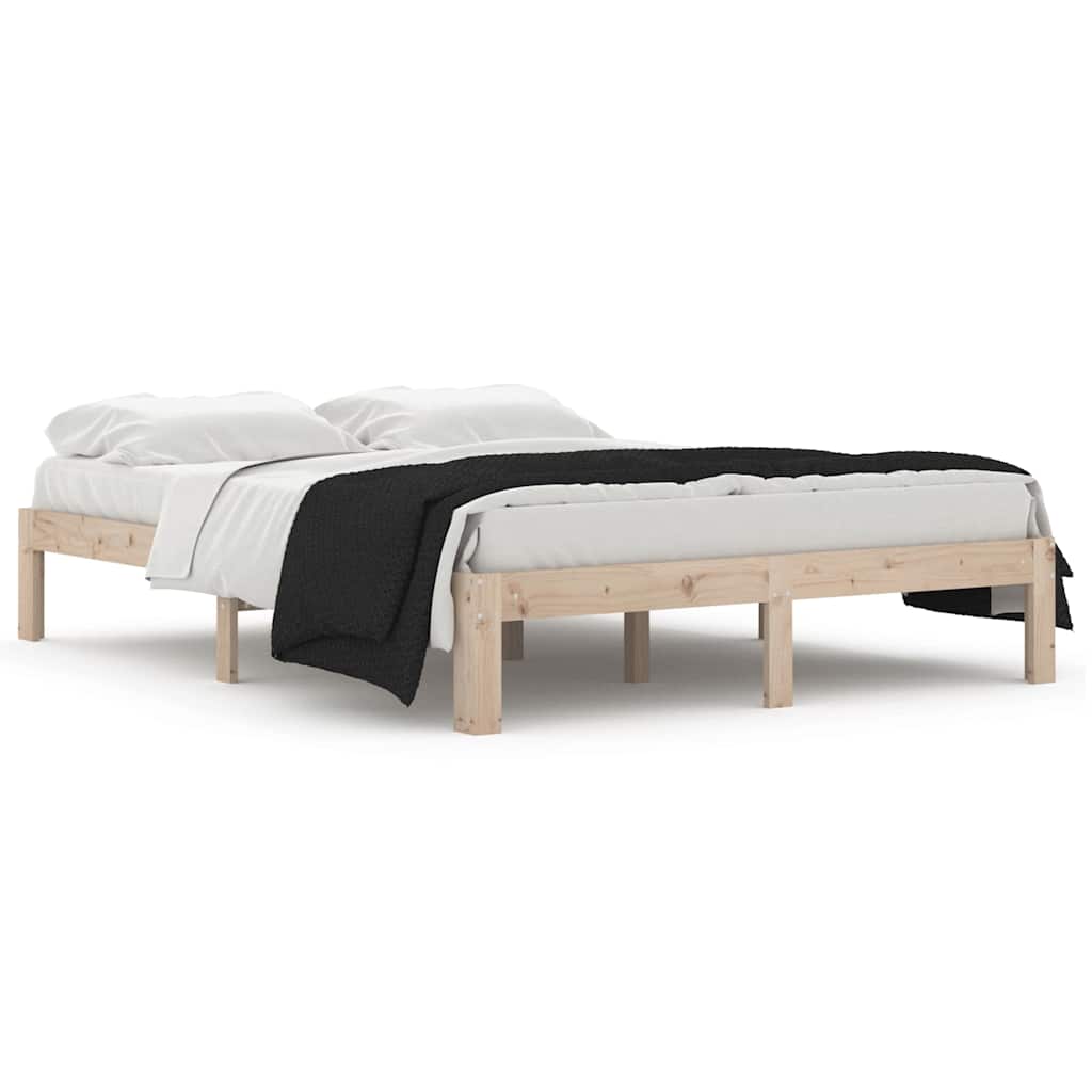 vidaXL Bed Frame without Mattress Solid Wood Pine 140x190cm - Brown - 193.5 x 143.5 x 30 cm
