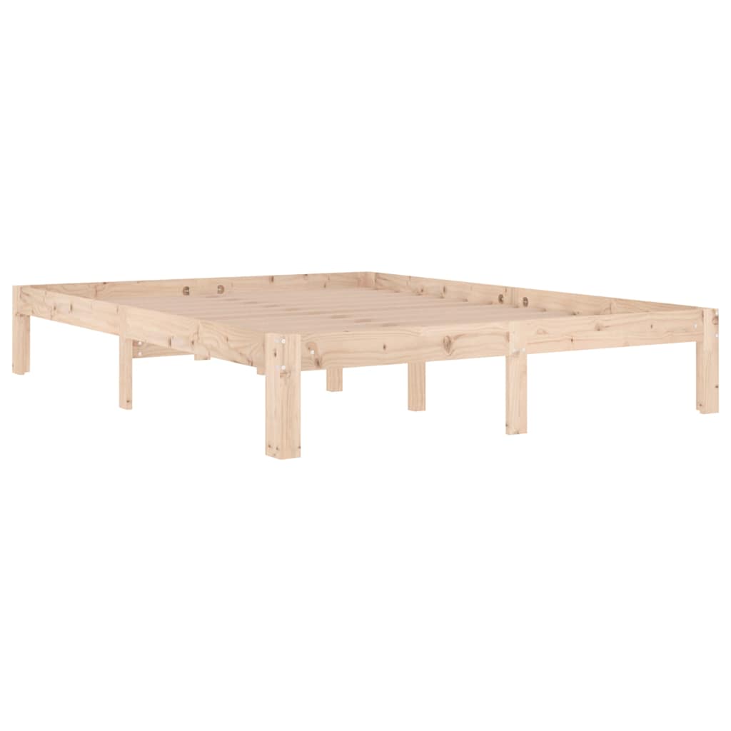 vidaXL Bed Frame without Mattress Solid Wood Pine 140x190cm - Brown - 193.5 x 143.5 x 30 cm