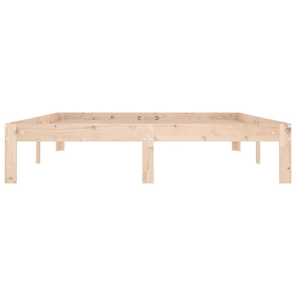 vidaXL Bed Frame without Mattress Solid Wood Pine 140x190cm - Brown - 193.5 x 143.5 x 30 cm