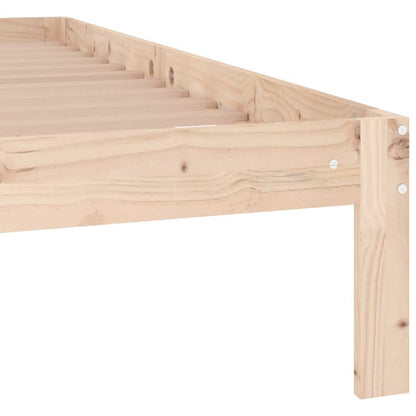 vidaXL Bed Frame without Mattress Solid Wood Pine 140x190cm - Brown - 193.5 x 143.5 x 30 cm