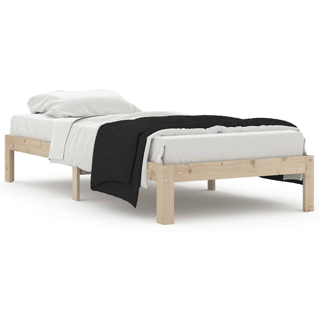 vidaXL Bed Frame without Mattress Solid Wood Pine 90x200cm - Brown - 203.5 x 93.5 x 30 cm