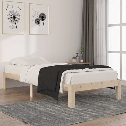 vidaXL Bed Frame without Mattress Solid Wood Pine 90x200cm - Brown - 203.5 x 93.5 x 30 cm