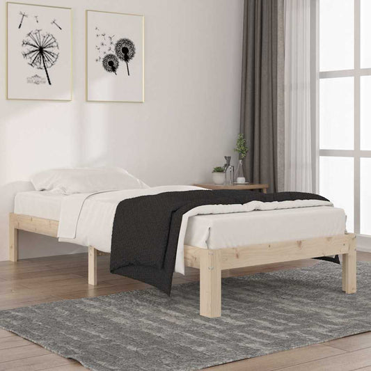 vidaXL Bed Frame without Mattress Solid Wood Pine 90x200cm - Brown - 203.5 x 93.5 x 30 cm