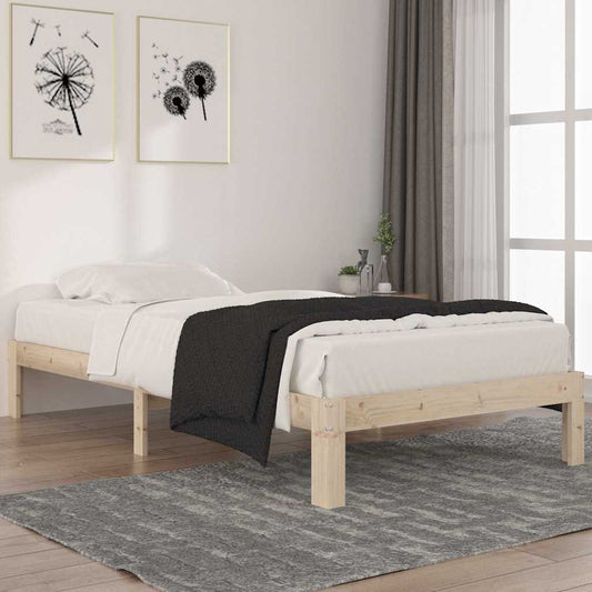 vidaXL Bed Frame without Mattress Solid Wood Pine 100x200cm - Brown - 203.5 x 103.5 x 30 cm