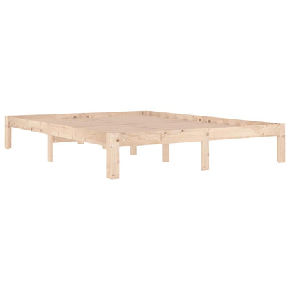 vidaXL Bed Frame without Mattress Solid Wood 150x200cm King Size - Brown - 203.5 x 153.5 x 30 cm
