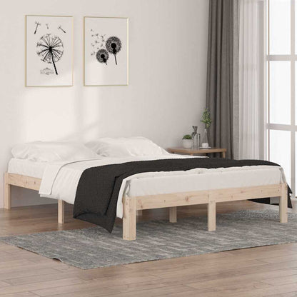 vidaXL Bed Frame without Mattress Solid Wood 150x200cm King Size - Brown - 203.5 x 153.5 x 30 cm