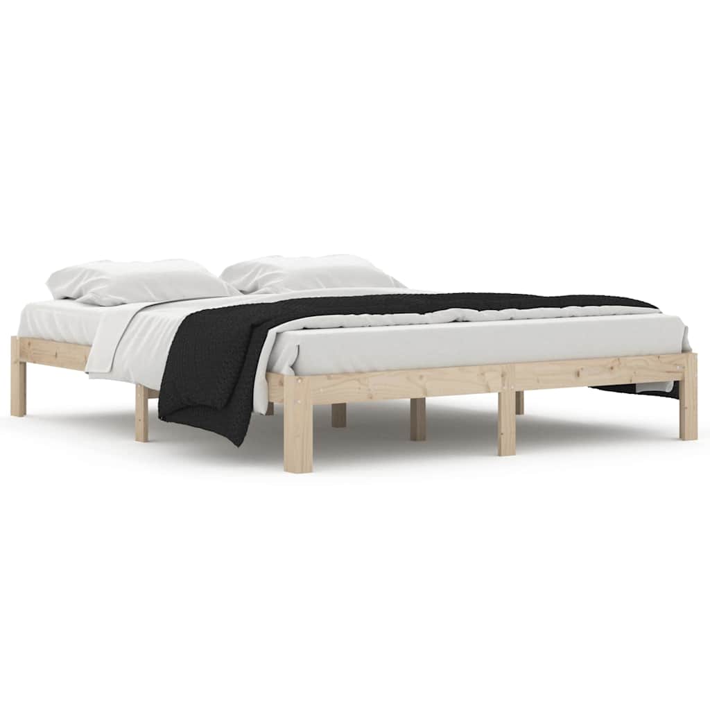 vidaXL Bed Frame without Mattress Solid Wood Pine 160x200cm - Brown - 203.5 x 163.5 x 30 cm