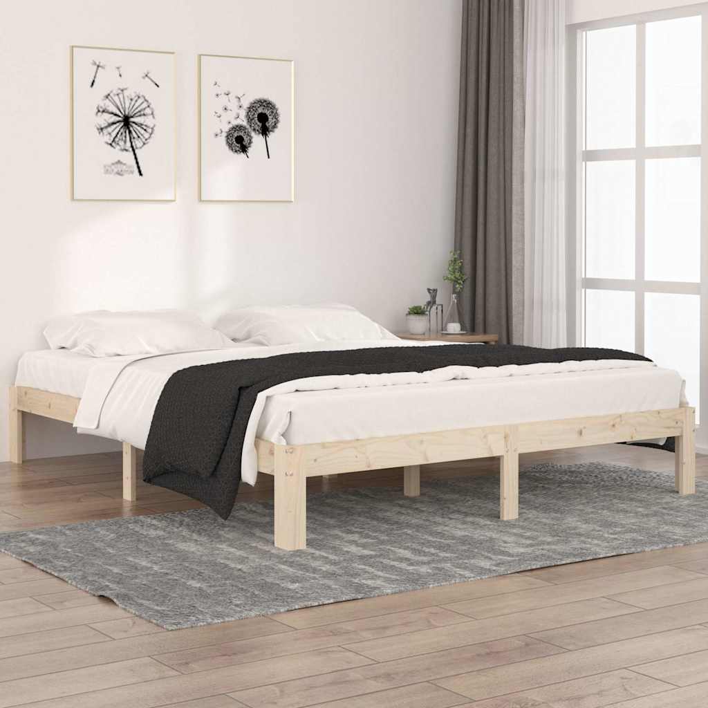 vidaXL Bed Frame without Mattress Solid Wood Pine 160x200cm - Brown - 203.5 x 163.5 x 30 cm