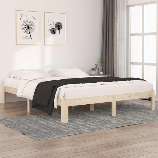 vidaXL Bed Frame without Mattress Solid Wood Pine 160x200cm - Brown - 203.5 x 163.5 x 30 cm