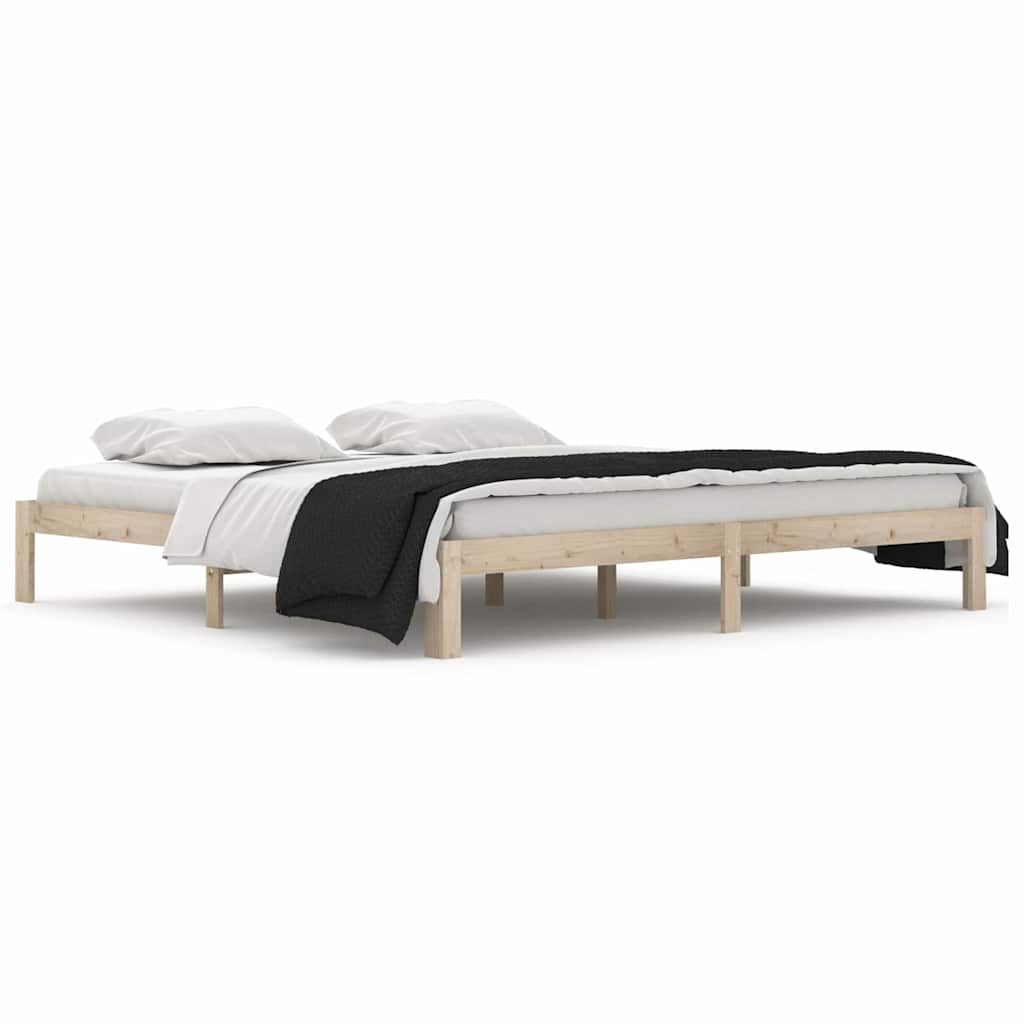 vidaXL Bed Frame without Mattress Solid Wood Pine 200x200cm - Brown - 203.5 x 203.5 x 30 cm
