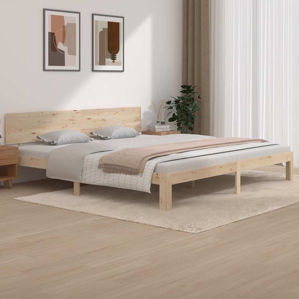 vidaXL Bed Frame without Mattress Solid Wood Pine 200x200cm - Brown - 205.5 x 203.5 x 69.5 cm