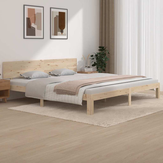 vidaXL Bed Frame without Mattress Solid Wood Pine 200x200cm - Brown - 205.5 x 203.5 x 69.5 cm