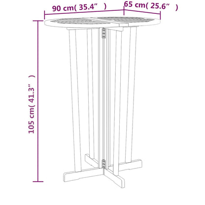 vidaXL Folding Bar Table 90x65x105 cm Solid Wood Teak - Brown