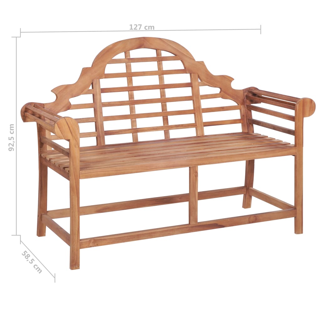 vidaXL Garden Bench 127x58.5x92.5 cm Solid Wood Teak - Brown