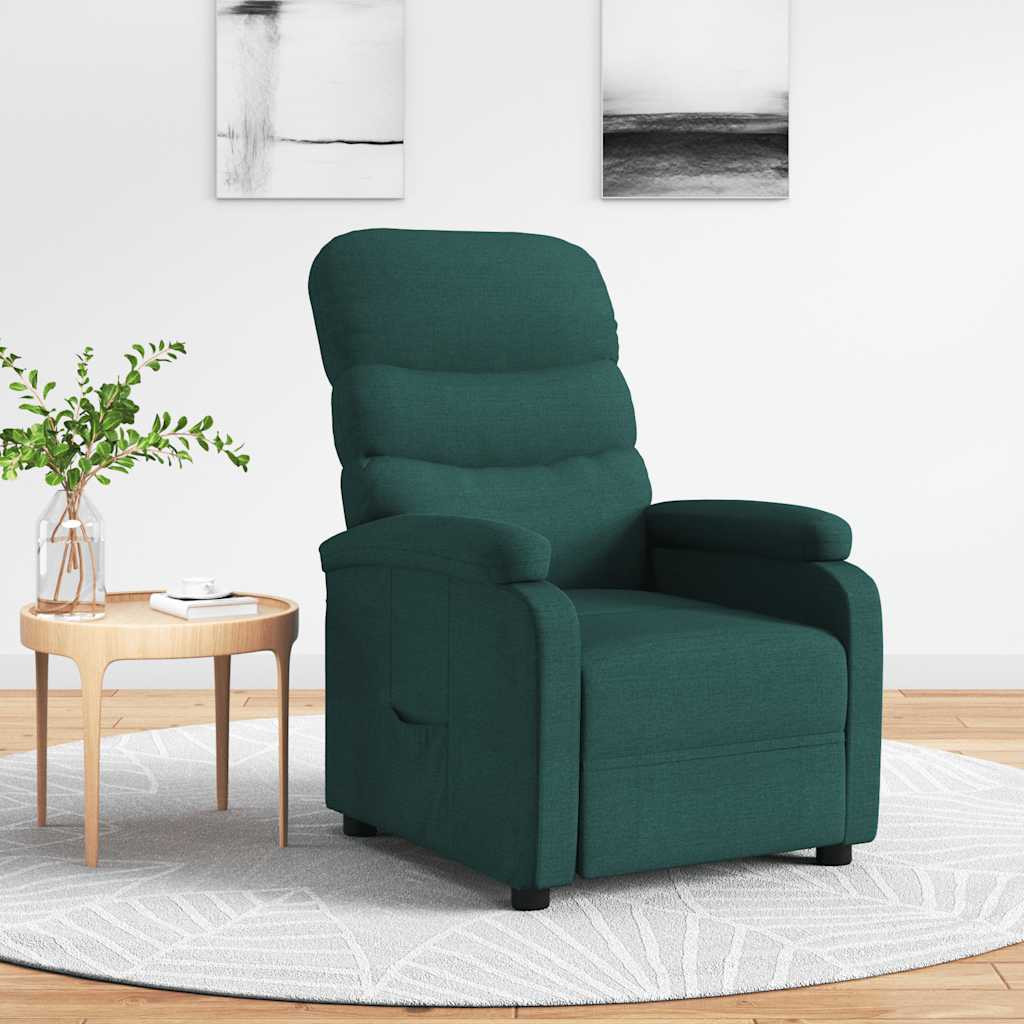 vidaXL Recliner Chair Dark Green Fabric - 66281