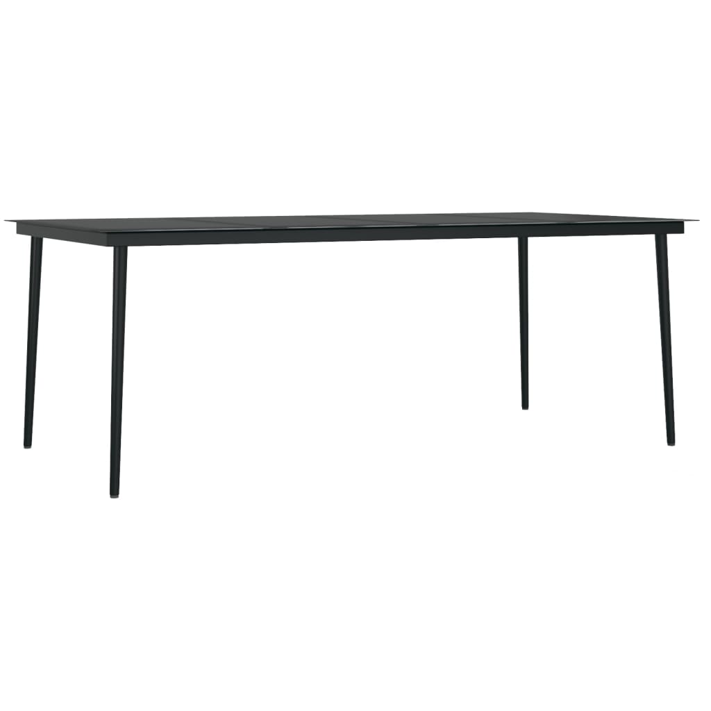 vidaXL Garden Dining Table Black 200x100x74 cm Steel and Glass - 23130