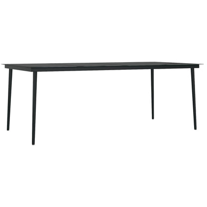 vidaXL Garden Dining Table Black 200x100x74 cm Steel and Glass - 23130