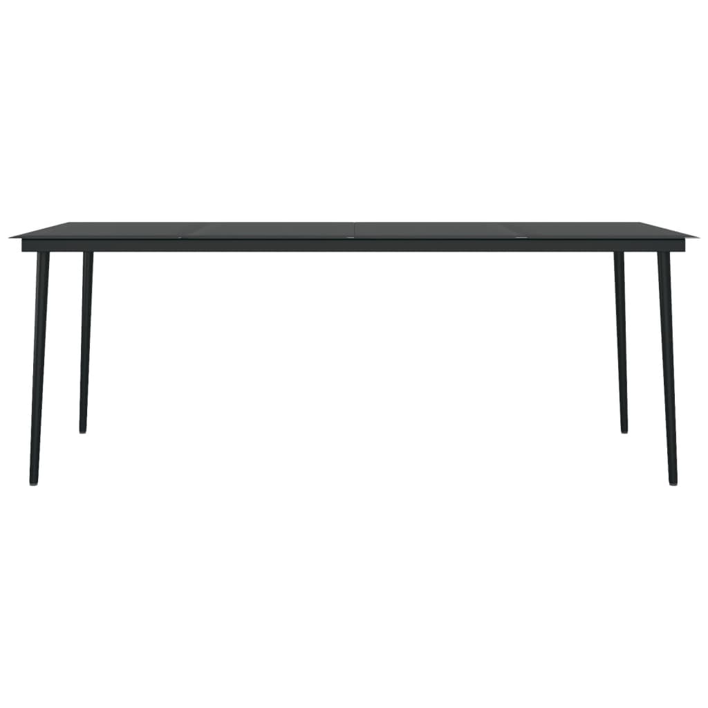 vidaXL Garden Dining Table Black 200x100x74 cm Steel and Glass - 23130
