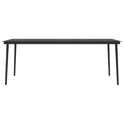 vidaXL Garden Dining Table Black 200x100x74 cm Steel and Glass - 23130