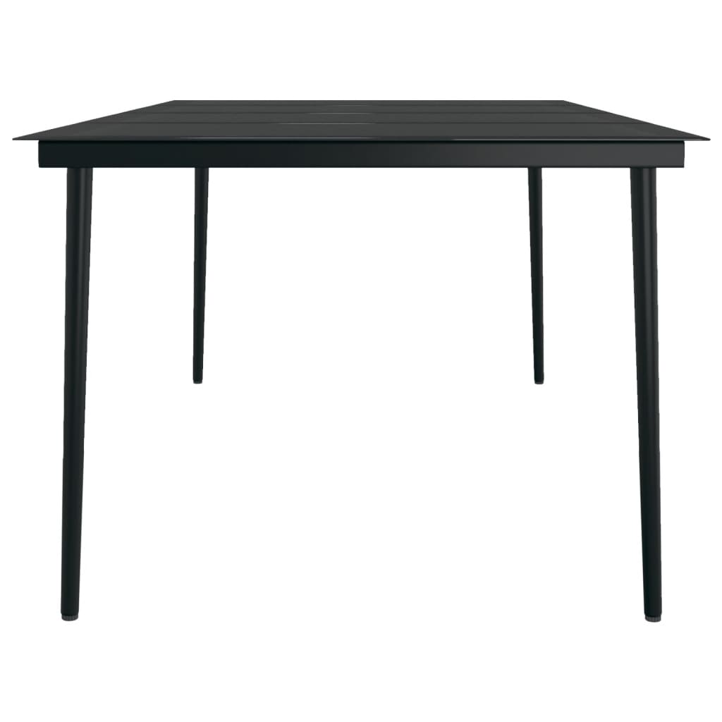vidaXL Garden Dining Table Black 200x100x74 cm Steel and Glass - 23130