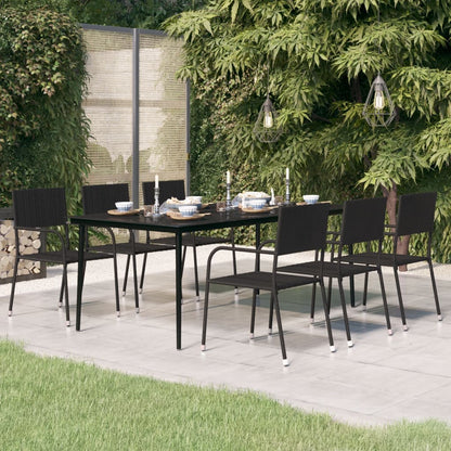 vidaXL Garden Dining Table Black 200x100x74 cm Steel and Glass - 23130
