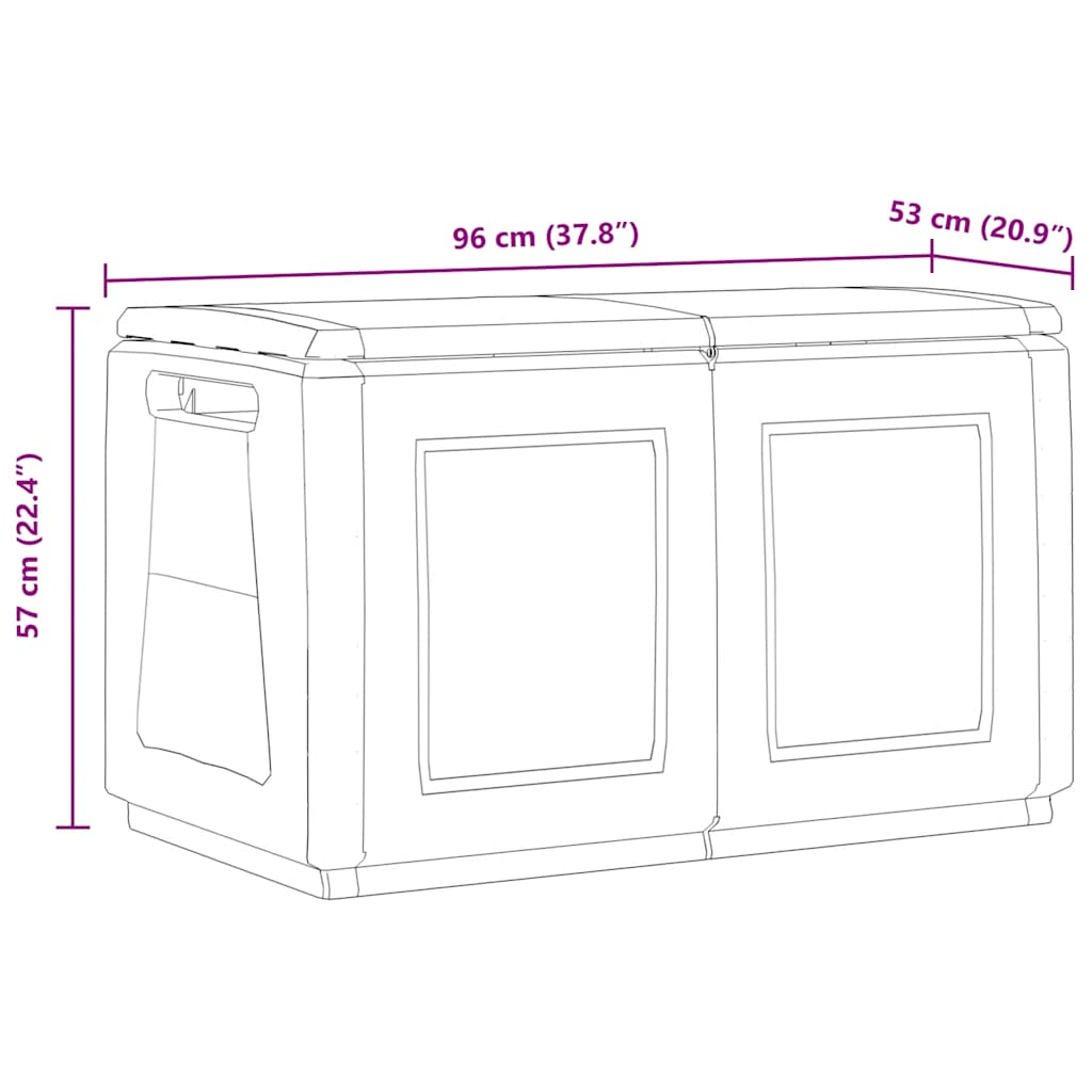 vidaXL Garden Storage Box 96x53x57 cm 230 L Dark Grey and Black