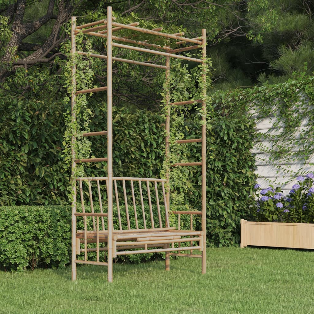 vidaXL Garden Bench with Pergola 116 cm Bamboo - Brown