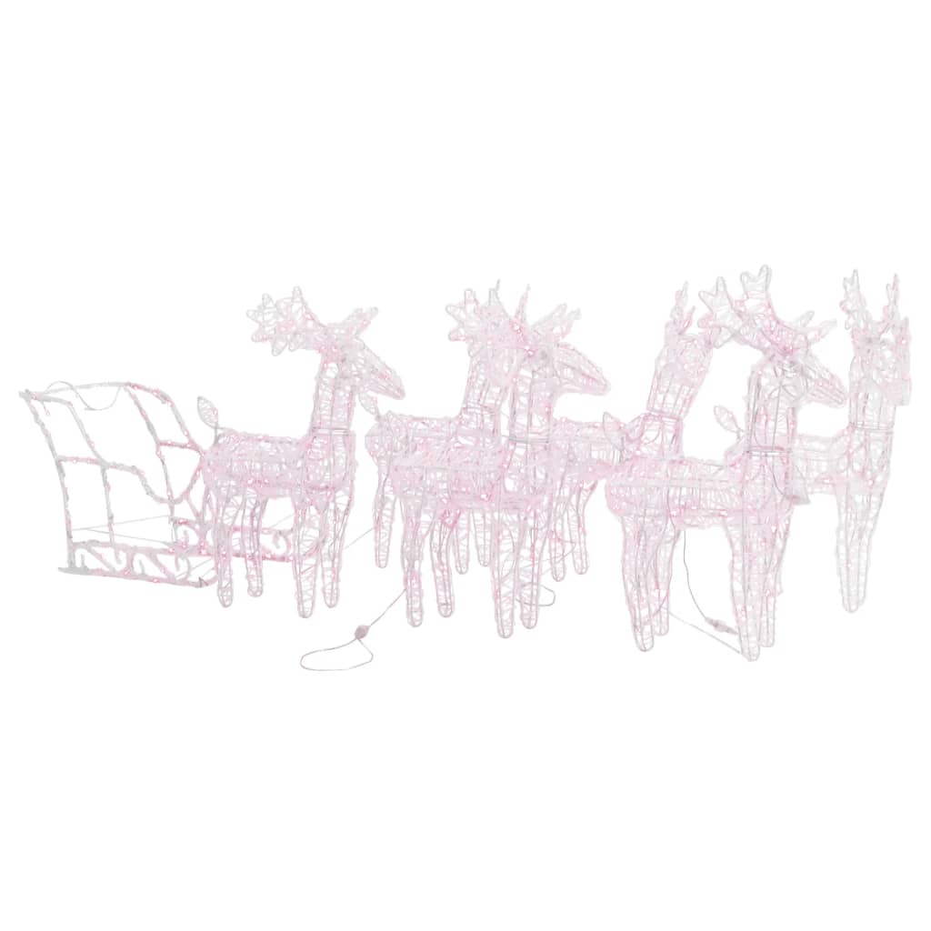 vidaXL Reindeers & Sleigh Christmas Decoration 320 LEDs Acrylic - Warm white - 43 x 11 x 55 cm (6 pcs)
