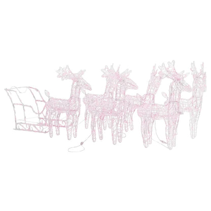 vidaXL Reindeers & Sleigh Christmas Decoration 320 LEDs Acrylic - Warm white - 43 x 11 x 55 cm (6 pcs)