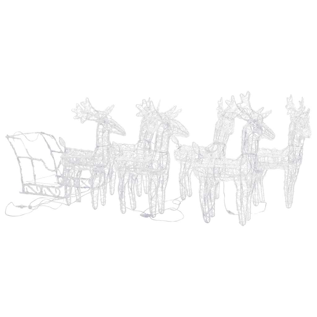 vidaXL Reindeers & Sleigh Christmas Decoration 320 LEDs Acrylic - Warm white - 43 x 11 x 55 cm (6 pcs)