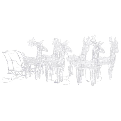 vidaXL Reindeers & Sleigh Christmas Decoration 320 LEDs Acrylic - Warm white - 43 x 11 x 55 cm (6 pcs)