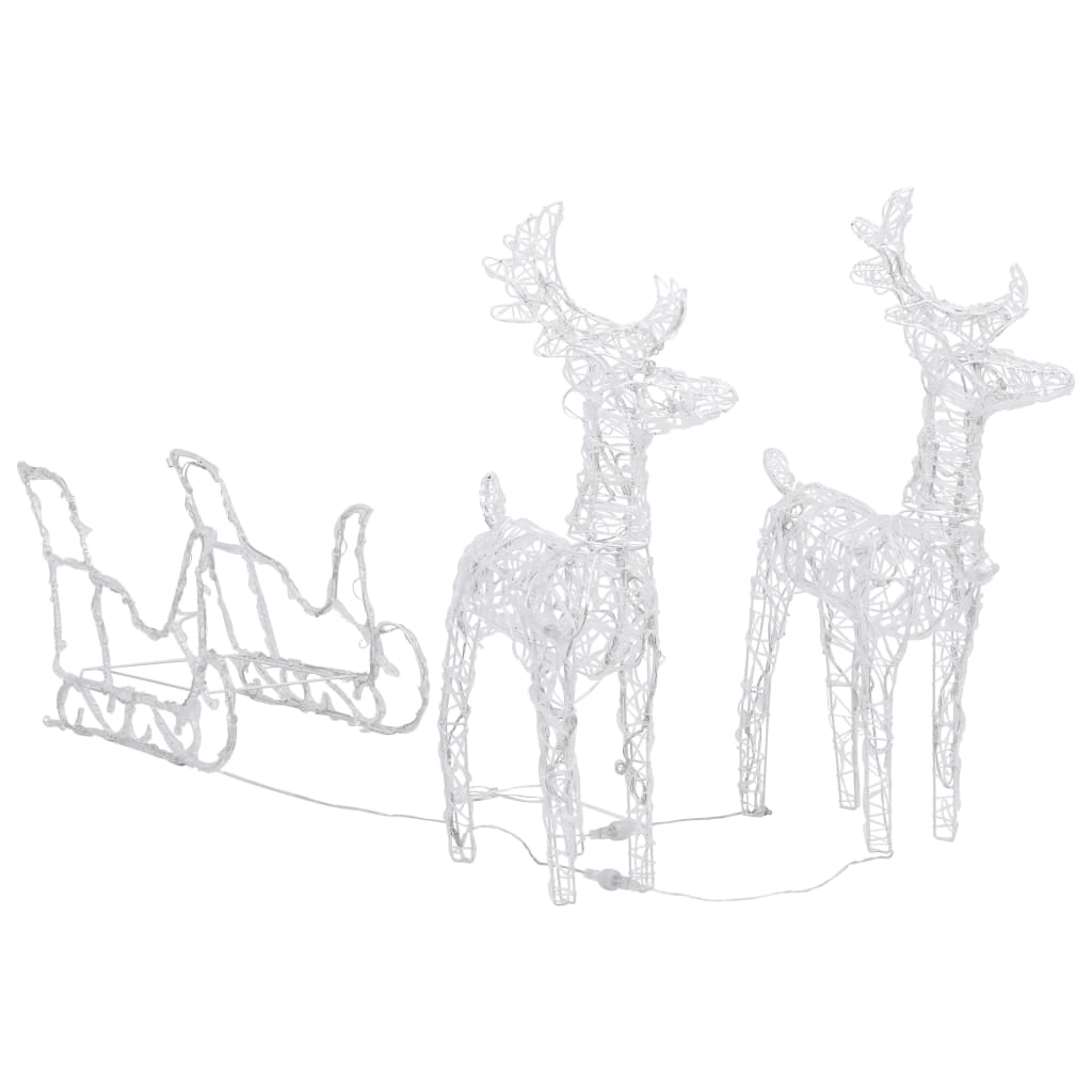 vidaXL Reindeers & Sleigh Christmas Decoration 320 LEDs Acrylic - Warm white - 43 x 11 x 55 cm (6 pcs)