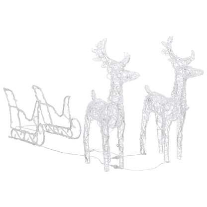 vidaXL Reindeers & Sleigh Christmas Decoration 320 LEDs Acrylic - Warm white - 43 x 11 x 55 cm (6 pcs)
