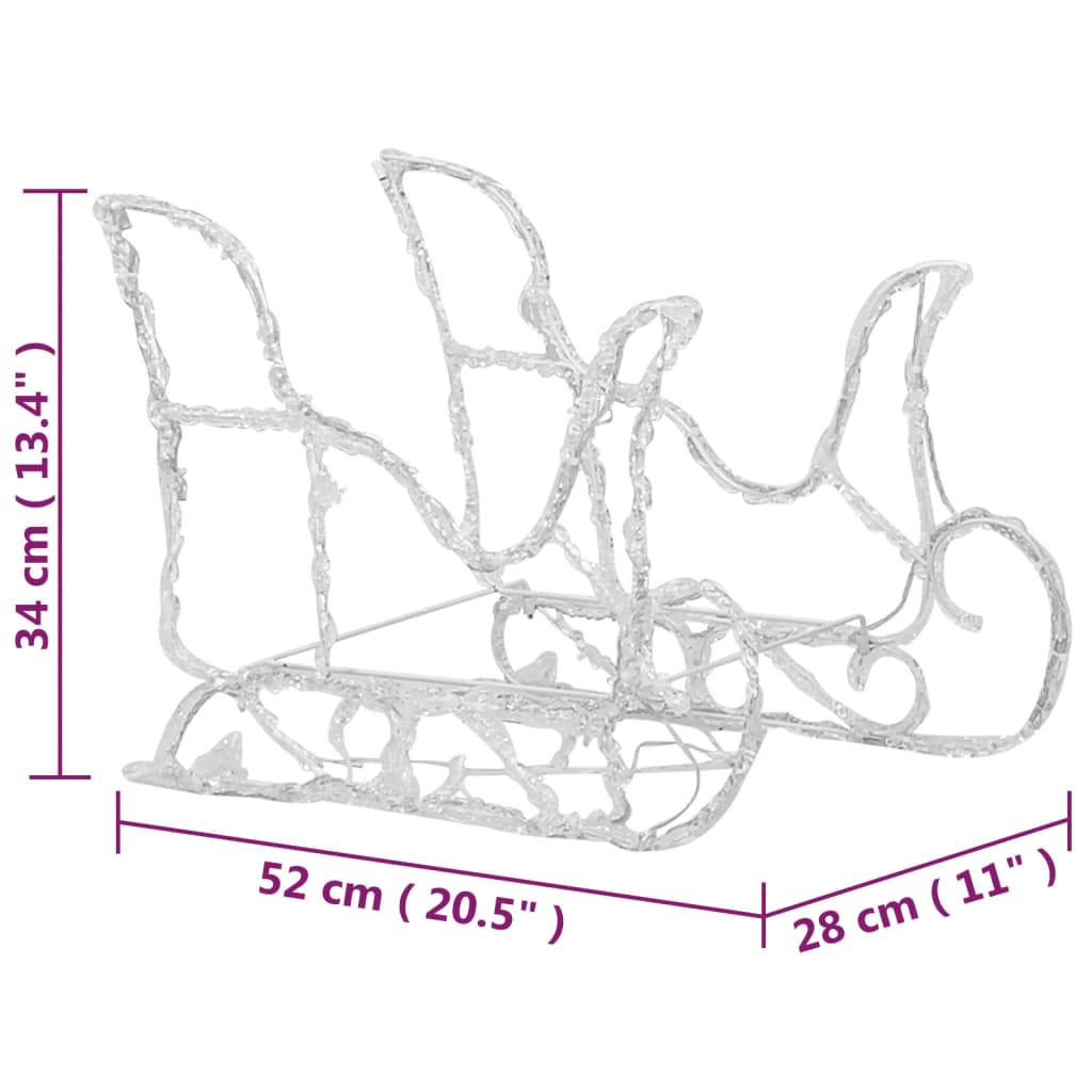 vidaXL Reindeers & Sleigh Christmas Decoration 320 LEDs Acrylic - Warm white - 43 x 11 x 55 cm (6 pcs)