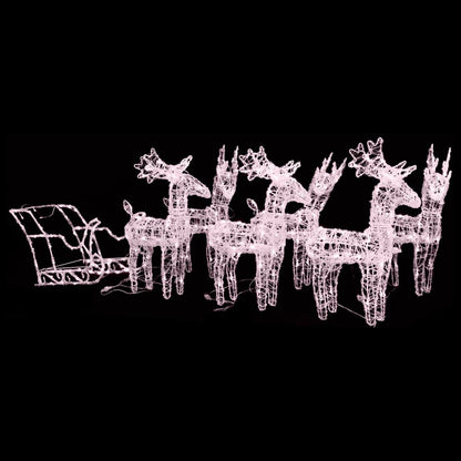 vidaXL Reindeers & Sleigh Christmas Decoration 320 LEDs Acrylic - Warm white - 43 x 11 x 55 cm (6 pcs)
