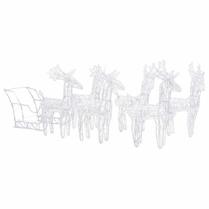 vidaXL Reindeers & Sleigh Christmas Decoration 320 LEDs Acrylic - Cool White - 52 x 28 x 34 cm
