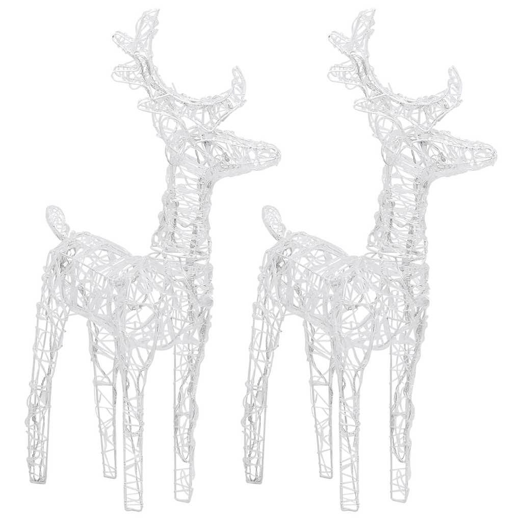 vidaXL Reindeers & Sleigh Christmas Decoration 320 LEDs Acrylic - White - 52 x 28 x 34 cm