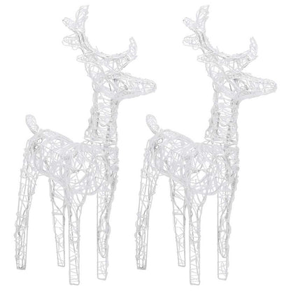 vidaXL Reindeers & Sleigh Christmas Decoration 320 LEDs Acrylic - White - 52 x 28 x 34 cm