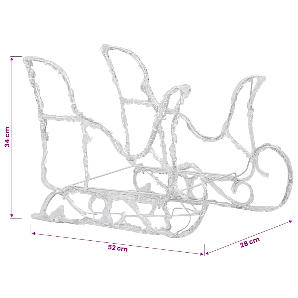 vidaXL Reindeers & Sleigh Christmas Decoration 320 LEDs Acrylic - White - 52 x 28 x 34 cm