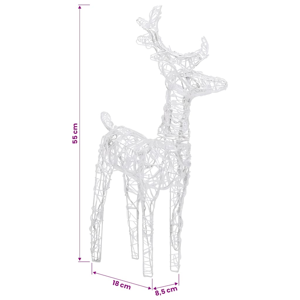 vidaXL Reindeers & Sleigh Christmas Decoration 320 LEDs Acrylic - White - 52 x 28 x 34 cm