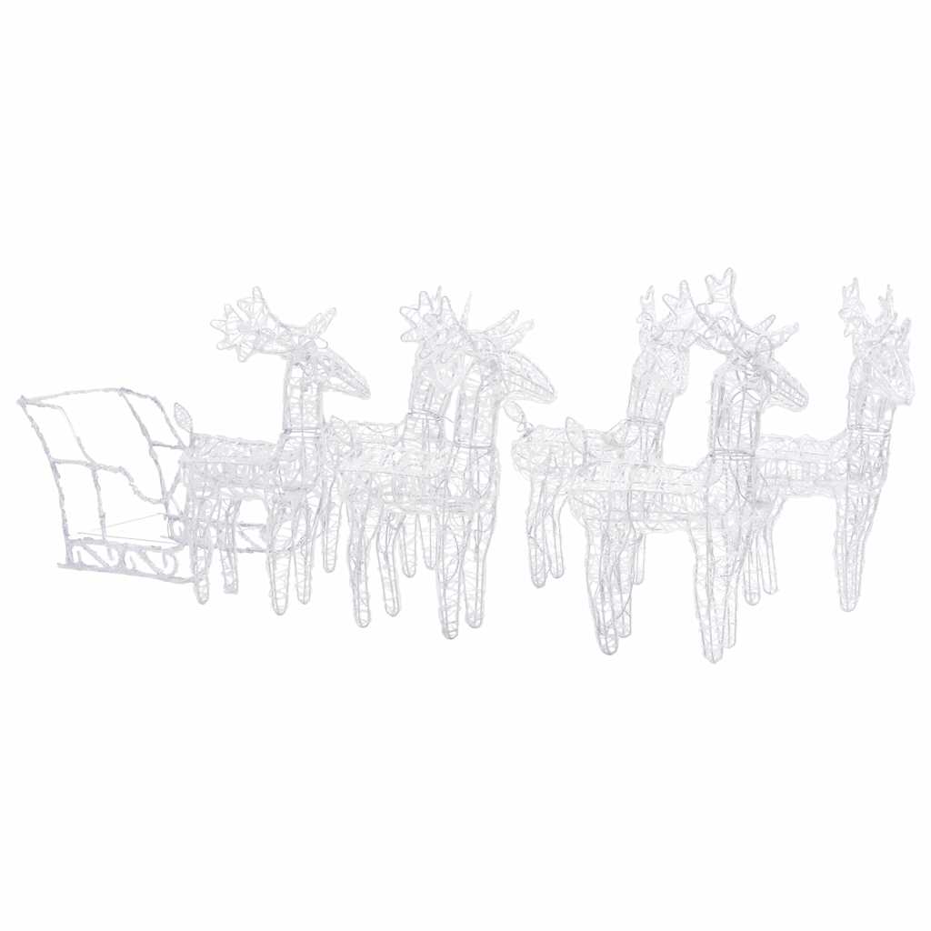 vidaXL Reindeers & Sleigh Christmas Decoration 320 LEDs Acrylic - Multicolour - 52 x 28 x 34 cm