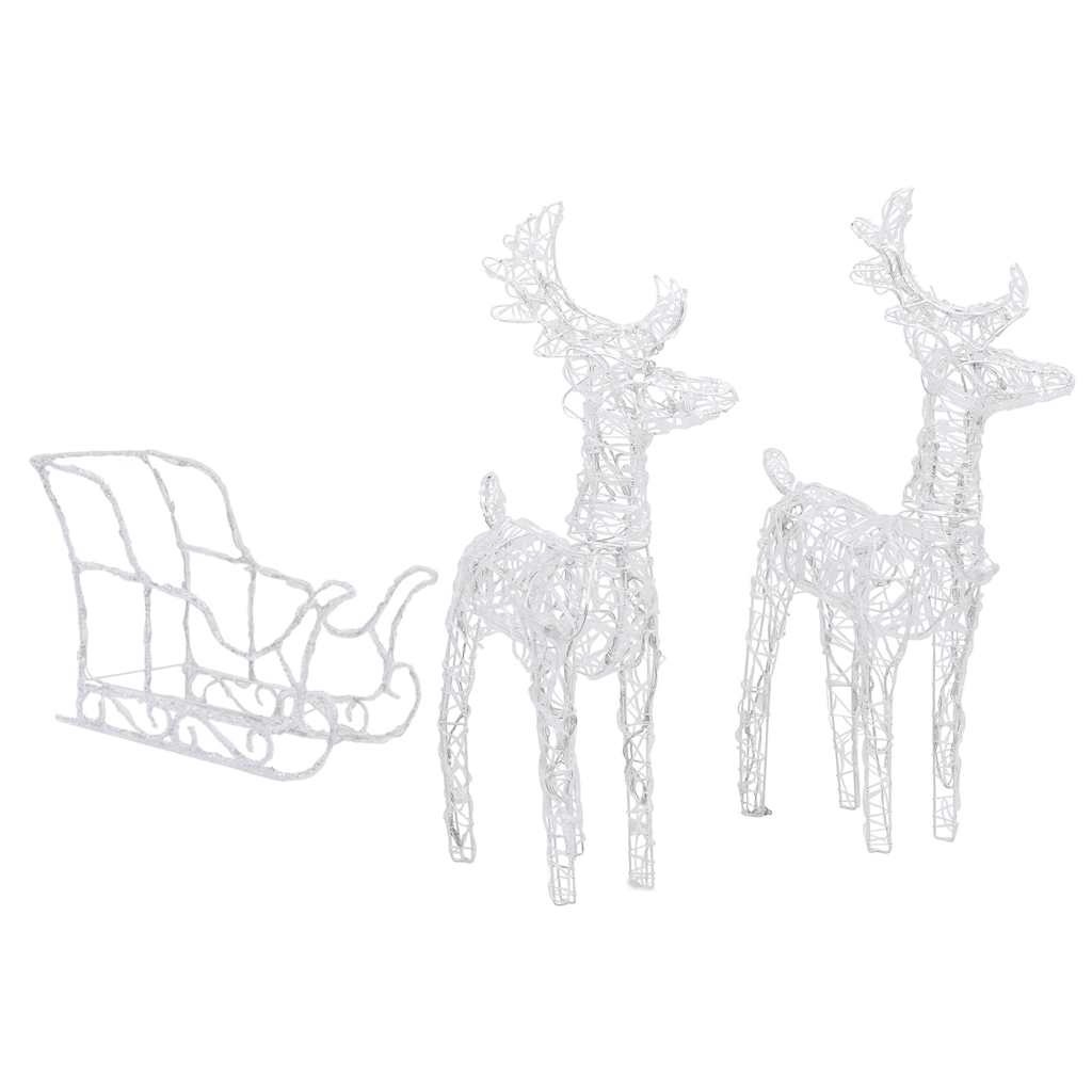 vidaXL Reindeers & Sleigh Christmas Decoration 320 LEDs Acrylic - Multicolour - 52 x 28 x 34 cm