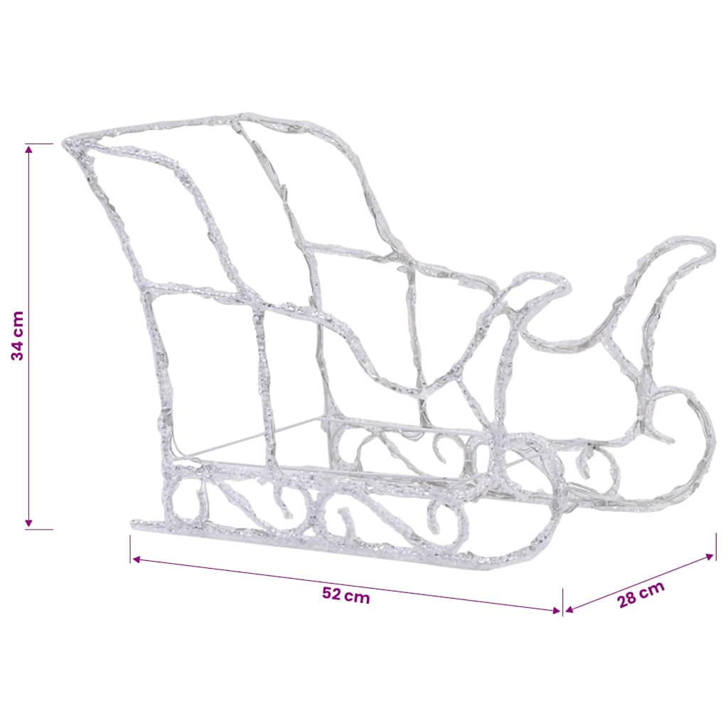 vidaXL Reindeers & Sleigh Christmas Decoration 320 LEDs Acrylic - Multicolour - 52 x 28 x 34 cm