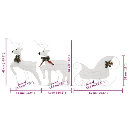 vidaXL Reindeer & Sleigh Christmas Decoration 100 LEDs Outdoor White