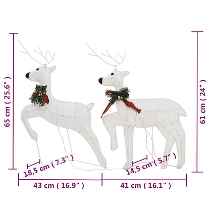 vidaXL Reindeer & Sleigh Christmas Decoration 140 LEDs Outdoor White