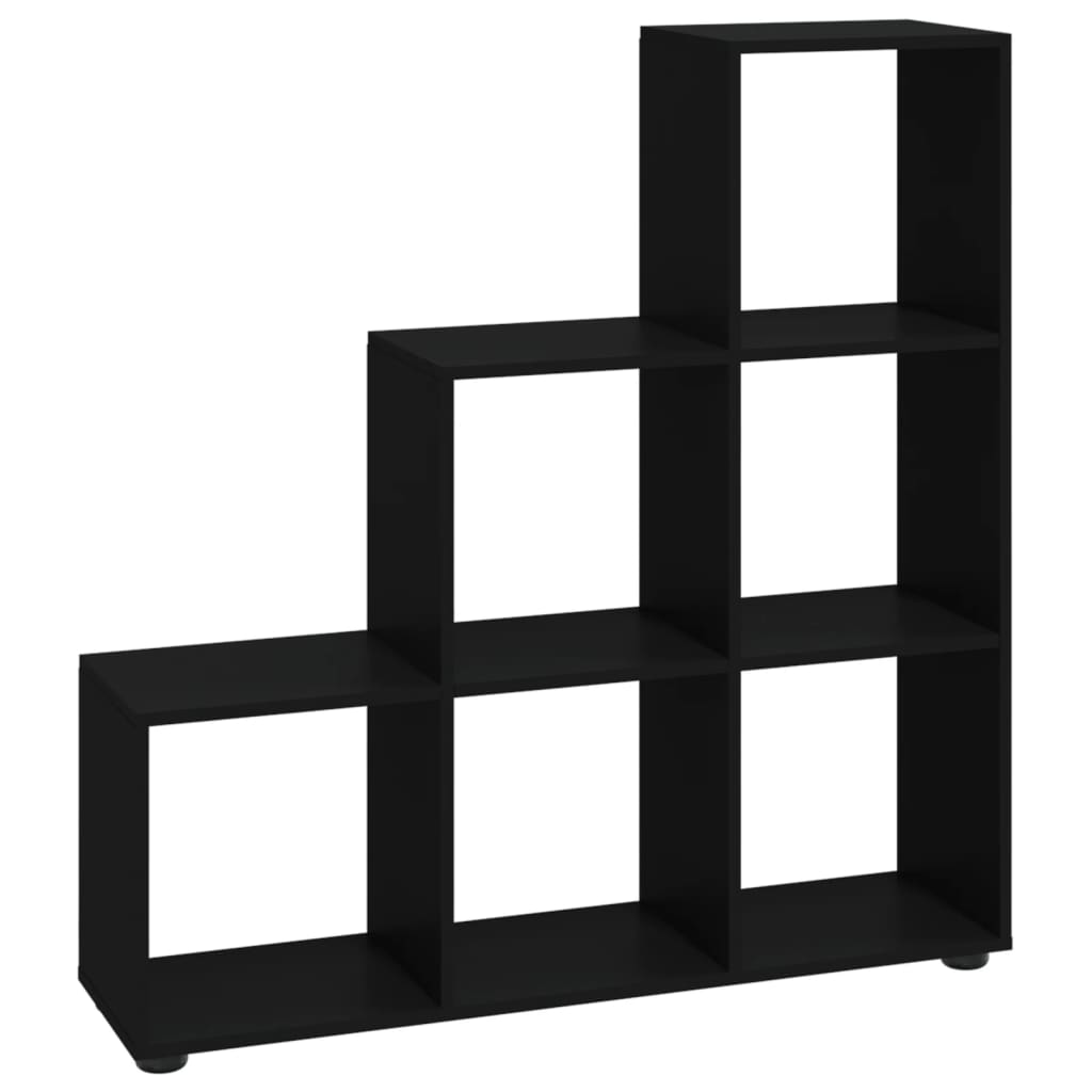 vidaXL Staircase Bookcase Black 107 cm Engineered Wood - 104 x 29 x 107 cm